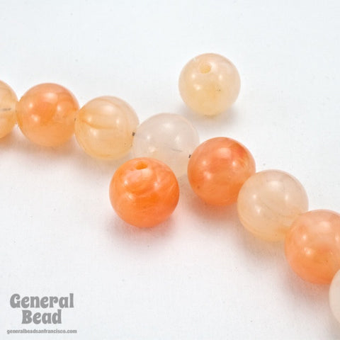 10mm Light Orange Ombre Round Lucite Bead-General Bead