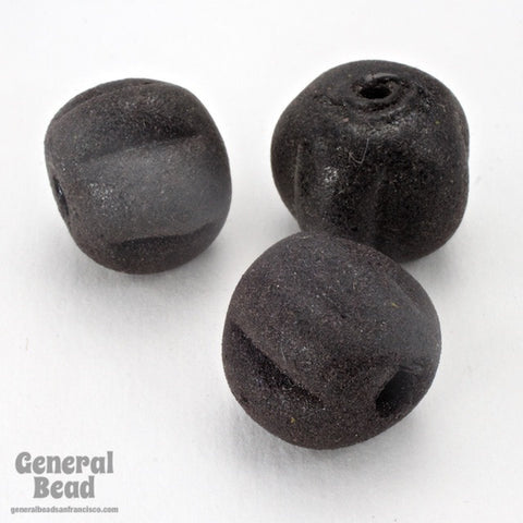 15mm x 18mm Matte Black Glass Pumpkin Bead (6 Pcs) #3632-General Bead