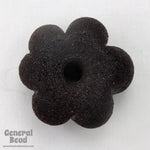 13mm x 25mm Matte Black Glass Flower Rondelle (4 Pcs) #3633-General Bead