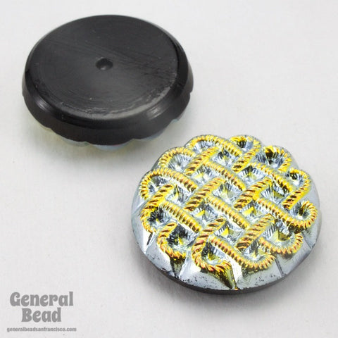 18mm Gold/Vitrail Medium Basket Weave Cabochon-General Bead