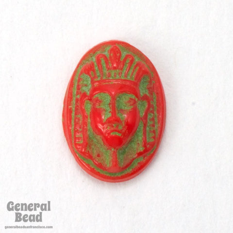11mm x 16mm Red Pharaoh Head Cabochon (6 Pcs) #3645-General Bead