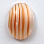 13mm x 18mm White Orange Stripe Oval Cabochon #365-General Bead