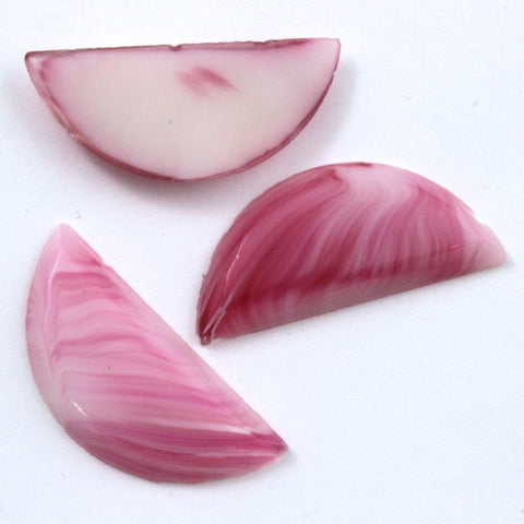 33mm Stripe Pink Semi Circle Cabochon #XS14-F-General Bead
