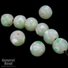 9mm Light Green Bead with White and Green Dots (12 Pcs) #3700-General Bead