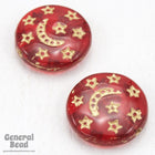 12mm Ruby/Gold Star and Moon Disk (10 Pcs) #3701-General Bead