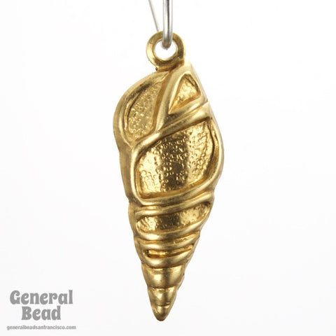 21mm Brass Horn Shell Charm (18 Pcs) #3702-General Bead