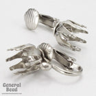 8mm Silver Tone Ear Clip with Bezel Cup (12 Pcs) #3713-General Bead