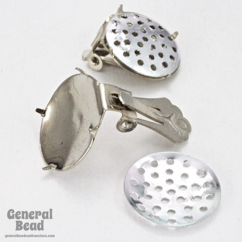 16mm Silver Tone Beadable Ear Clip (6 Pcs) #3716-General Bead