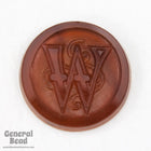 20mm Smoked Topaz "W" Vintage Glass Initial Cabochon #3739-General Bead