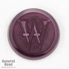 20mm Amethyst "W" Vintage Glass Initial Cabochon #3740-General Bead