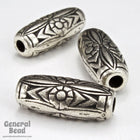 25mm Antique Silver Floral Tube Bead-General Bead