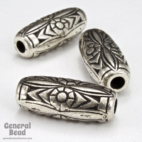 25mm Antique Silver Floral Tube Bead-General Bead