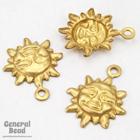 10mm Brass Sun Face Charm (12 Pcs) #3754-General Bead