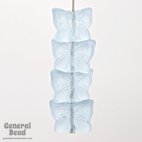 15mm Matte Light Sapphire Glass Butterfly Bead (4 Pcs) #3762-General Bead