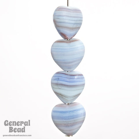 10mm Matte Blue Swirl Heart Bead (10 Pcs) #3769-General Bead