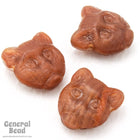 12mm Brown Cat Face w/ Horizontal Hole (4 Pcs) #3773-General Bead