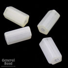 8mm Cream Satin Czech Glass Five Sided Satina Bead (30 Pcs) #3774-General Bead