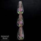 20mm Light Amethyst Floral Lampwork Teardrop (2 Pcs) #3782-General Bead