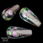 20mm Light Amethyst Floral Lampwork Teardrop (2 Pcs) #3782-General Bead