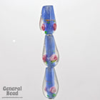 20mm Blue Floral Lampwork Teardrop (2 Pcs) #3783-General Bead