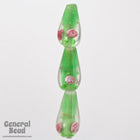 20mm Leaf Green Floral Lampwork Teardrop (2 Pcs) #3785-General Bead