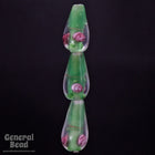 20mm Leaf Green Floral Lampwork Teardrop (2 Pcs) #3785-General Bead