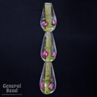 20mm Light Topaz Floral Lampwork Teardrop (2 Pcs) #3786-General Bead
