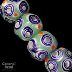 12mm Sea Green with White and Blue Circles Lampwork Bead #3789-General Bead