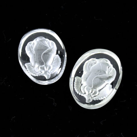 18mm x 25mm Clear Rose Oval Cabochon #XS23-H-General Bead