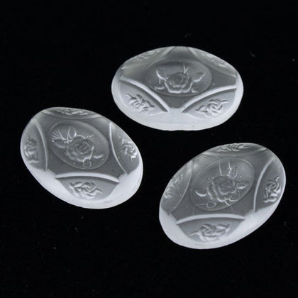13mm x 18mm Clear Floral Oval Cabochon #XS23-B-General Bead