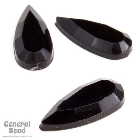 8mm x 18mm Black Faceted Teardrop-General Bead