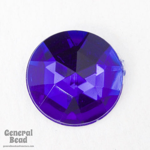 15mm Cobalt Faceted Round Cabochon (8 Pcs) #3894-General Bead