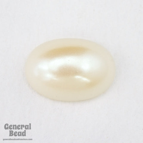 10mm x 14mm Off White Pearl Oval Cabochon-General Bead