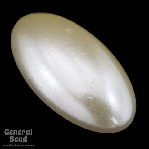 32mm Off White Pearl Oval Cabochon-General Bead