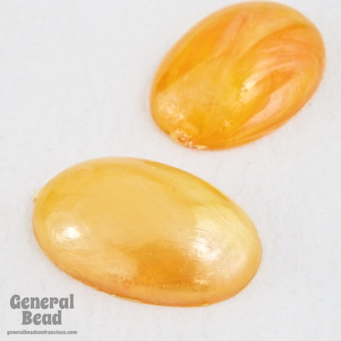 10mm x 15mm Pearly Light Orange Oval Cabochon-General Bead