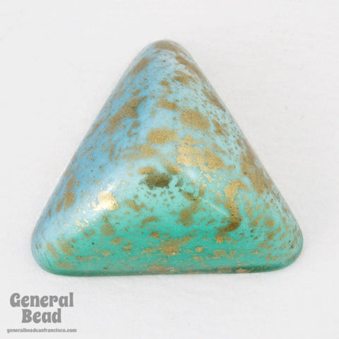 27mm Aqua Green/Gold Triangle Cabochon-General Bead