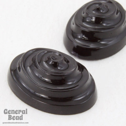 12mm x 18mm Black Swirl Oval Cabochon (2 Pcs) #3940-General Bead