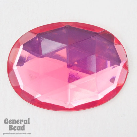 30mm x 40mm Faceted Pink Oval Cabochon #3942-General Bead