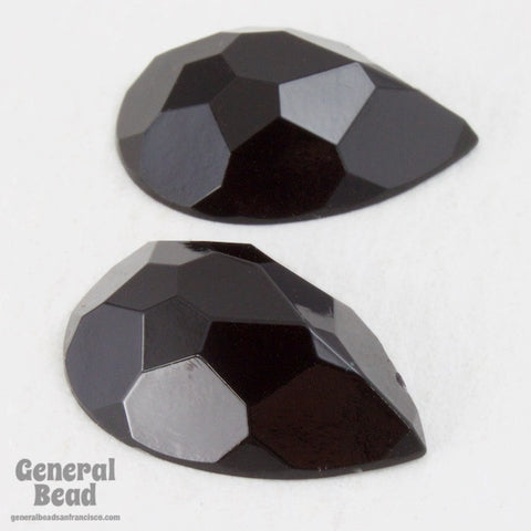 13mm x 18mm Faceted Black Teardrop Cabochon-General Bead