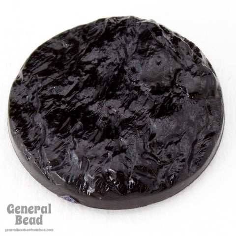 25mm Black Cabochon Round with Rough Texture #3947-General Bead