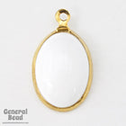 18mm White and Gold Oval Drop-General Bead