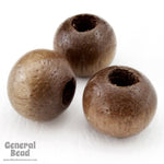 12mm Medium Brown Wood Bead (12 Pcs) #3951-General Bead