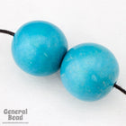 20mm Aqua Wood Round Bead-General Bead