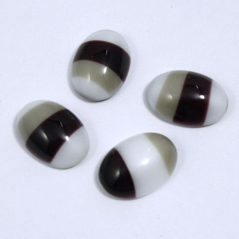 10mm x 14mm Brown/White/Grey Stripe Oval Cabochon #XS29-C-General Bead