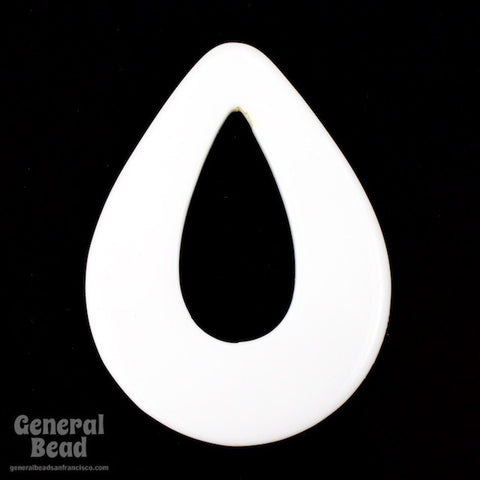 48mm x 65mm Opaque White Teardrop Hoop Blank-General Bead