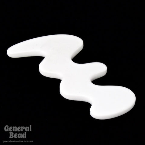 20mm x 45mm White Curvy Zig Zag Blank (2 Pcs) #4031-General Bead