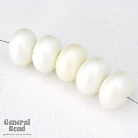 13mm Pearly White Fat Rondelle-General Bead