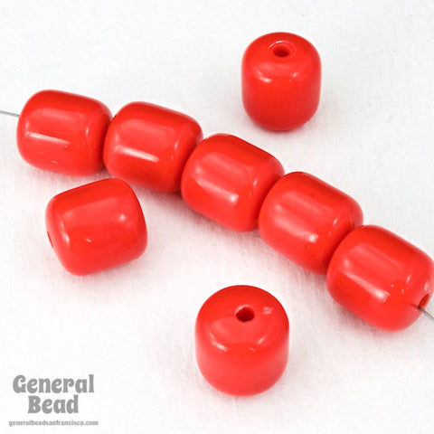 9mm x 10mm Red Lucite Barrel (20 Pcs) #4044-General Bead