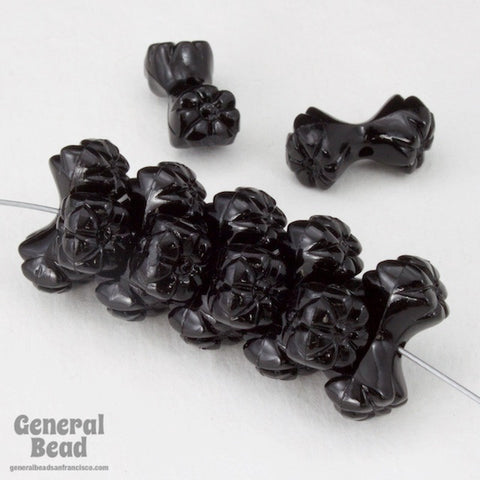 16mm Black Lucite Double Flower Bead-General Bead