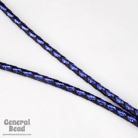 36" Black/Metallic Blue Bolo Cord-General Bead